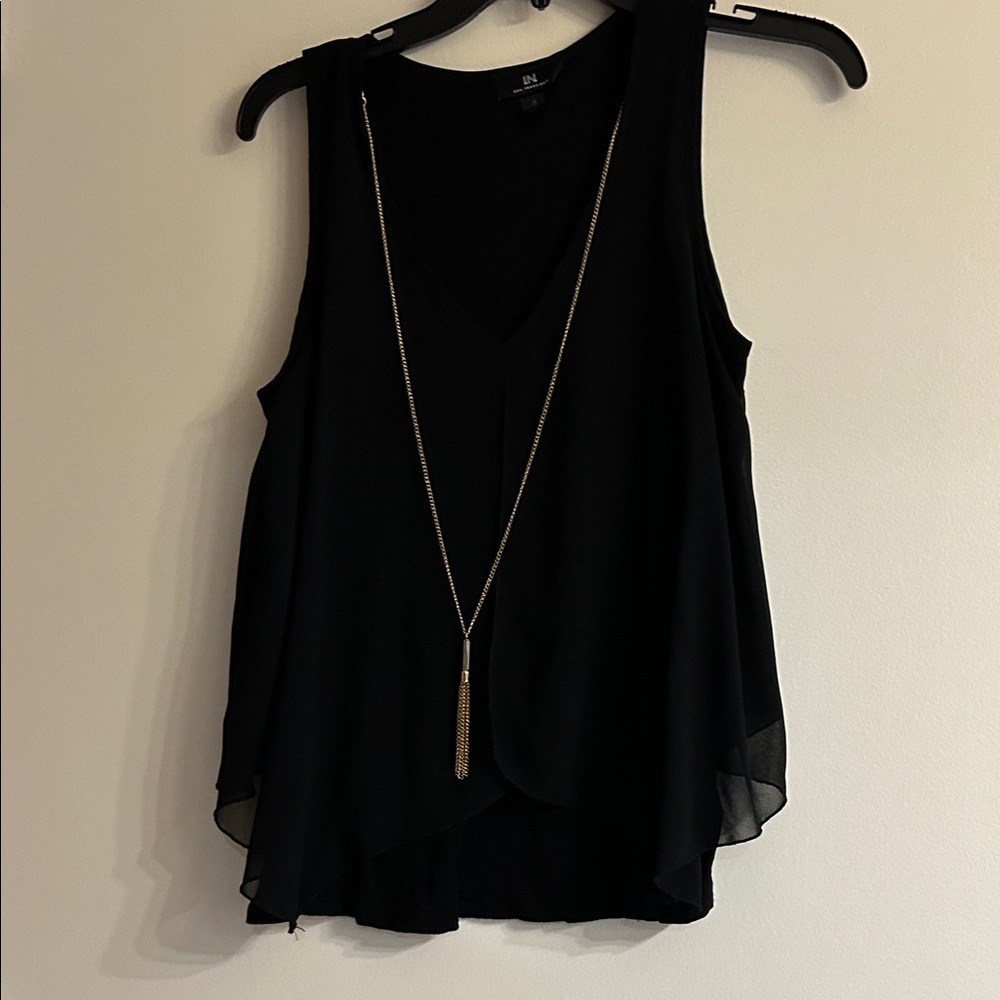 I.N. San Francisco Black V-Neck Layered Sleeveless Camisole